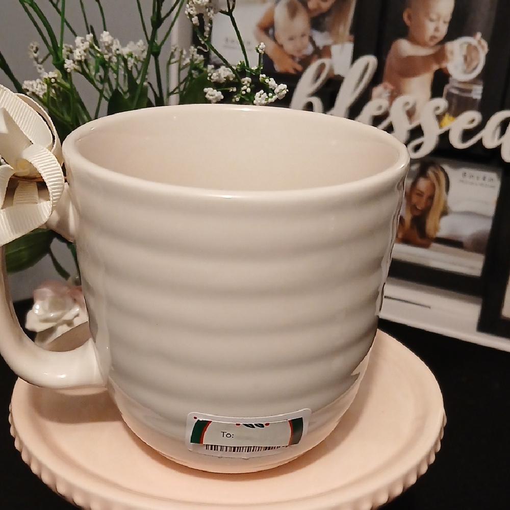 Rae Dunn Cream Mug with Ribbon - Picture 5 of 6